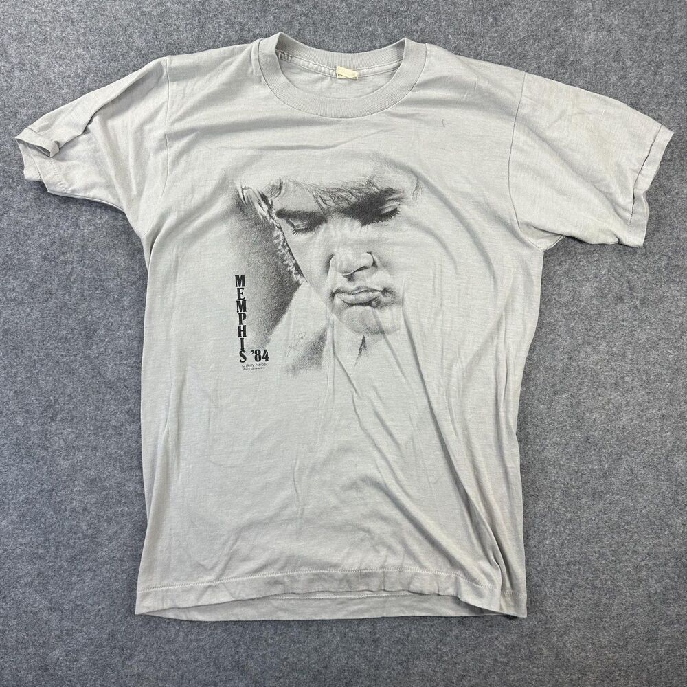 Vintage Screen Stars Memphis 84 Shirt Mens Large Gray Elvis Graphic Tee 80s